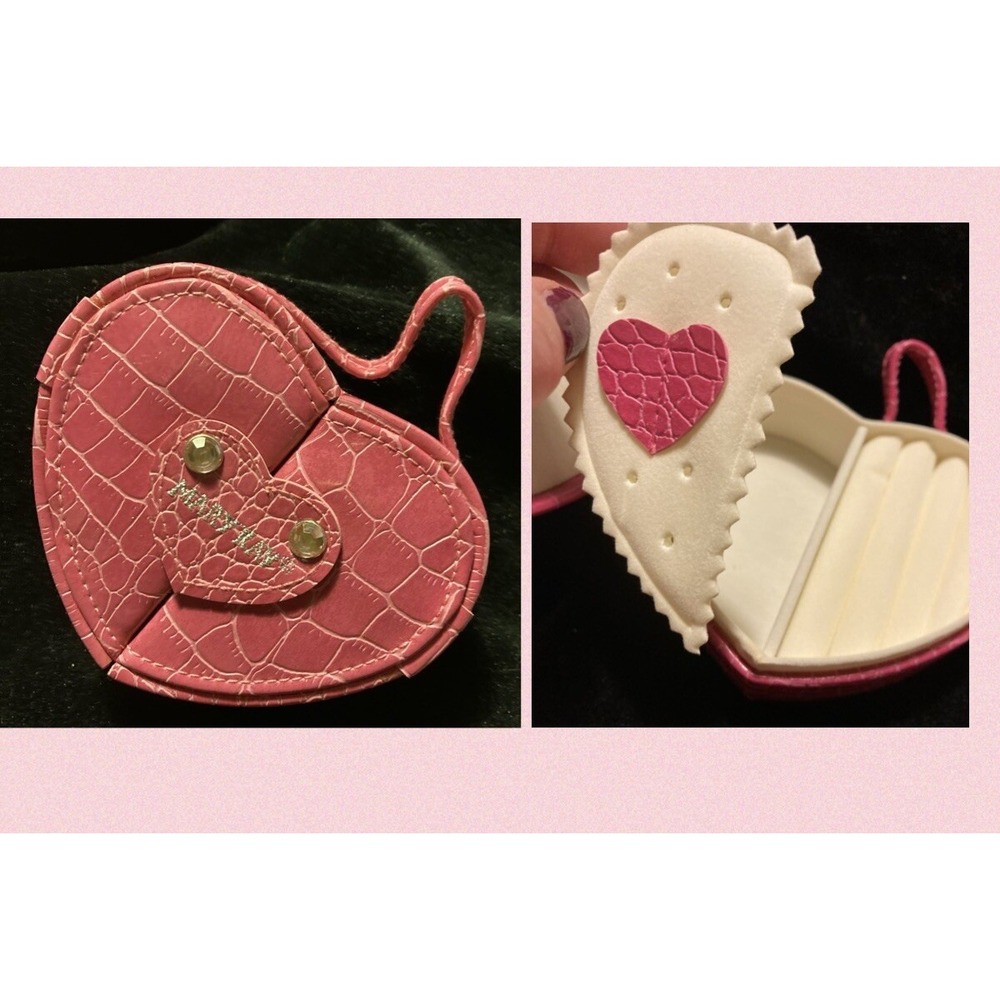 Mary Kay Pink Faux Croc Heart Shaped Jewelry Travel Case Mini Organizer Box